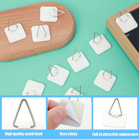 35PCS Adhesive Picture Hangers Picture Hanging Hooks Without Nails Plate Wall Hangers for Display Adhesive Pictures Hooks for Photo Frame Plates and Wall Art - 1.26in in Saudi Arabia