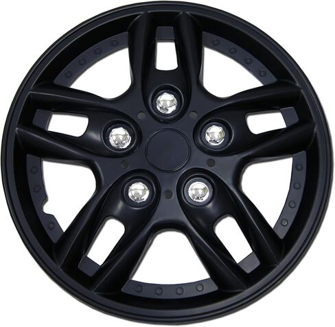Tuningpros WC-15-515-B - حزمة من 4 أغطية محورية - أغطية عجلات من النوع الأسود غير اللامع مقاس 15 بوصة (منبثقة) in Saudi Arabia