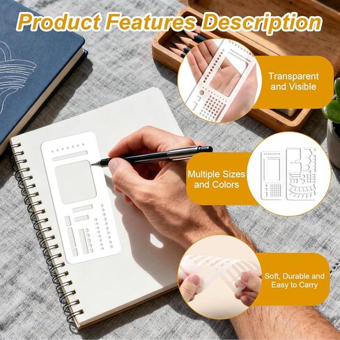 21Pcs Planner Stencils templates, Reusable Handmade Flexible Record Calendar Stencils for Journaling in Kuwait