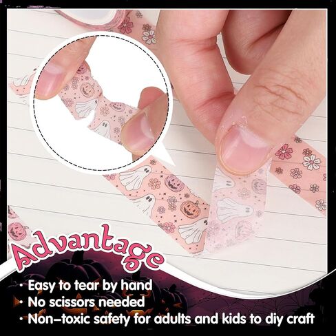 Whaline 12 Rolls Halloween Washi Tape Halloween Pumpkin Ghost Bats Colorful Decorative Masking Tape for Scrapbook Journal DIY Art Craft Gift Wrapping in Saudi Arabia