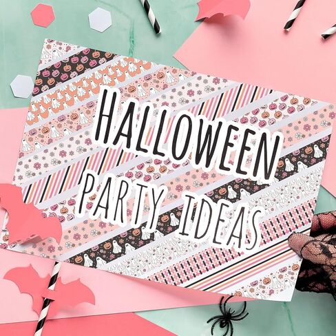 Whaline 12 Rolls Halloween Washi Tape Halloween Pumpkin Ghost Bats Colorful Decorative Masking Tape for Scrapbook Journal DIY Art Craft Gift Wrapping in Saudi Arabia