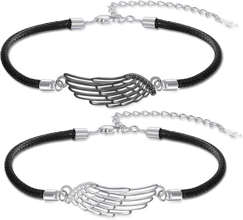 OHAYOO Angel Wings Bracelet Vintage Sterling Silver Bracelet for Women Men Adjustable Wings Bracelet Inspirational Guardian Angel Bangle Bracelets Jewelry Gifts for Mothers in Kuwait