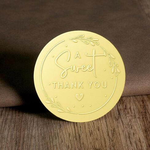120 Pcs A Sweet Thank You Stickers 2 Inch Thank You Gift Stickers Round Gold Foil Embossed Wedding Invitation Sticker, Personalized Party Favor Labels for Bridal Shower, Business Packaging in Saudi Arabia