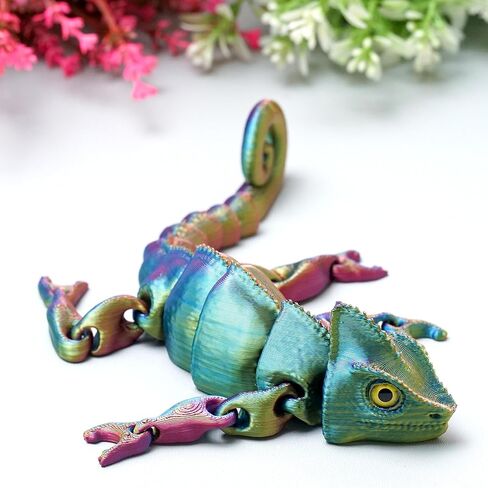 سحلية مطبوعة ثلاثية الأبعاد، أبو بريص مع عيون، ألعاب تململ حيوانات مفصلية واقعية ومرنة، هدايا تماثيل غامضة، ديكور مكتب تنفيذي وقابل للتجميع للمهرجانات (RBG) in Kuwait