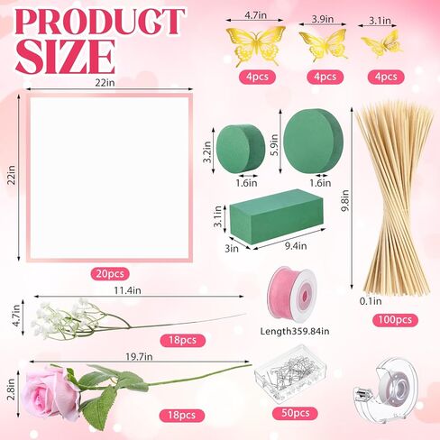 Marspark Christmas Money Bouquet Kit Cash Gifts Include 20 Sheet Flower Wrapping Paper 36 Fake Flower 100 Bamboo Skewer 3 Floral Foam Block Gift for Anniversary Birthday Wedding(Red,Classic) in Saudi Arabia
