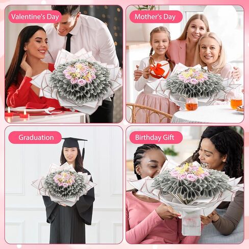 Marspark Christmas Money Bouquet Kit Cash Gifts Include 20 Sheet Flower Wrapping Paper 36 Fake Flower 100 Bamboo Skewer 3 Floral Foam Block Gift for Anniversary Birthday Wedding(Red,Classic) in Saudi Arabia