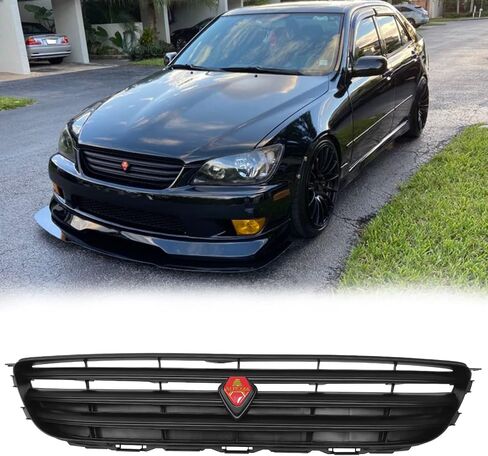 FREEMOTOR802 Front Upper Grille Compatible with 2001-2005 Lexus IS300 | Black ABS Plastic Front Bumper Hood Grille Guard Replacement in Saudi Arabia