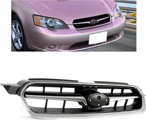 شبكة أمامية HECASA متوافقة مع 2004-2007 Subaru Legacy Bumper Grill فضي + أسود لاستبدال 91121AG12B SU1200129 91121AG010 in Saudi Arabia