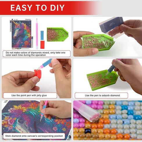 مجموعة الفن الماسي يونيكورن من Yikenjoy للبالغين - مجموعة طلاء الماس يونيكورن 5D للمبتدئين، حرفة يدوية كاملة الحفر مع قوس قزح والأحجار الكريمة المبهرة، ديكور جدار منزلي ممتع للاسترخاء، 40.64 × 30.48 سم in Kuwait