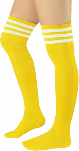 Century Star Thigh High Socks Athletic Striped Stockings for Women Long Tube Stocking Over Knee Plus Size Sports Socks in Kuwait