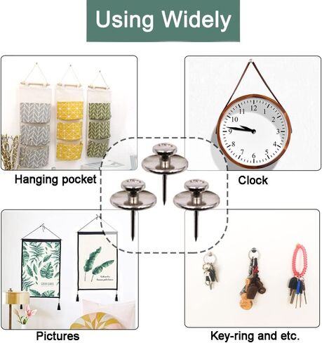 30 PCS Picture Hanger Nails, Double Headed Push Pins Hooks Thumbtacks for Wall Hangings Picture, Decorative Small Hook Pins for Drywall Cork Board Home Office Photo Decorations (Silver) in Saudi Arabia