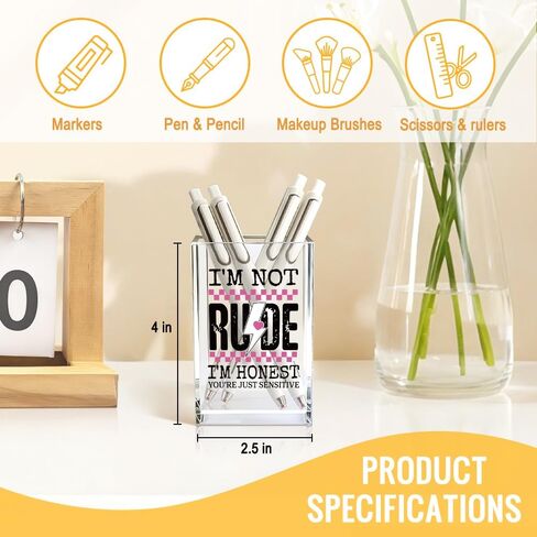 It's Fine I'm Fine Everytiing Is Fine Acrylic Cosmetic Pencil Pen Holder Cup, Funny Sarcastic Office Gifts for Coworker Boss Leader, Mental Health Gifts for Stressed Daughter Niece Student in Saudi Arabia