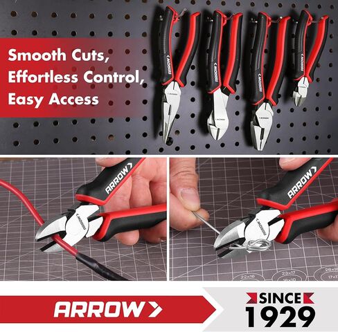 ARROW High Leverage Diagonal Pliers, 6 Inch Wire Cutters with Comfortable TPR Handle, High Carbon Steel Side Cutters for Cutting Wire in Kuwait