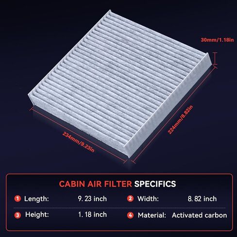 CF10134 Cabin Air Filter, Compatible with Acura,Honda,ILX,MDX,RDX,RL,RLX,TL,TLX,TSX,ZDX, Accord, Accord Crosstour,Civic,Crosstour,CR-V,Odyssey,Passport,Pilot,Ridgeline in Saudi Arabia