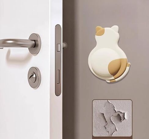 2 Pcs Door Stop Wall Protector for Door Handle - Cute Cartoon Animal Wall Stoppers Wall Protector for Apartment, Home, Bathroom, Kitchen and Bedroom, 2.95x3.54 inches (White Black Yellow) in Saudi Arabia