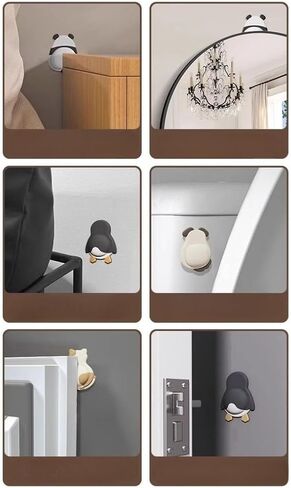2 Pcs Door Stop Wall Protector for Door Handle - Cute Cartoon Animal Wall Stoppers Wall Protector for Apartment, Home, Bathroom, Kitchen and Bedroom, 2.95x3.54 inches (White Black Yellow) in Saudi Arabia