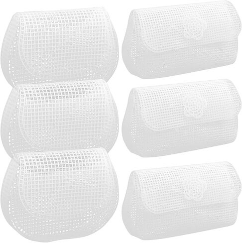 Angoily 6Pcs DIY Plastic Mesh Canvas Sheets, Clear Plastic Mesh Sheet for Crochet Purse Making Embroidery Blank Needlepoint Canvas Craft Acrylic Yarn Crafting Knit Crochet Project Bag Making Supplies in Saudi Arabia