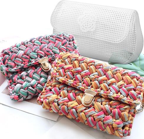 Angoily 6Pcs DIY Plastic Mesh Canvas Sheets, Clear Plastic Mesh Sheet for Crochet Purse Making Embroidery Blank Needlepoint Canvas Craft Acrylic Yarn Crafting Knit Crochet Project Bag Making Supplies in Saudi Arabia