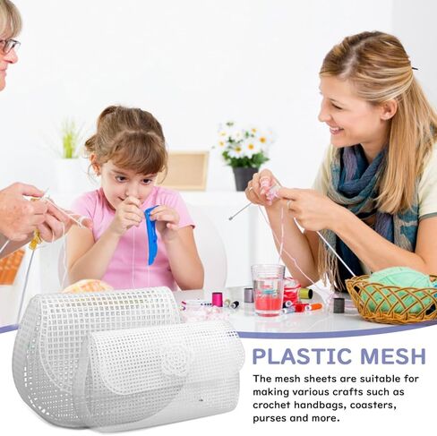 Angoily 6Pcs DIY Plastic Mesh Canvas Sheets, Clear Plastic Mesh Sheet for Crochet Purse Making Embroidery Blank Needlepoint Canvas Craft Acrylic Yarn Crafting Knit Crochet Project Bag Making Supplies in Saudi Arabia