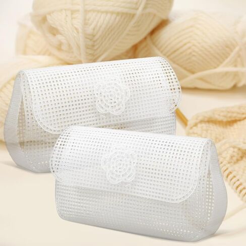 Angoily 6Pcs DIY Plastic Mesh Canvas Sheets, Clear Plastic Mesh Sheet for Crochet Purse Making Embroidery Blank Needlepoint Canvas Craft Acrylic Yarn Crafting Knit Crochet Project Bag Making Supplies in Saudi Arabia