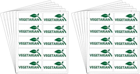 Vegetarian Stickers,Vegan Food Labels for Restaurant,Grocery Store,Bakery,2x1 Inch Sandwich Salad Labels,500 Pcs Per Pack in Saudi Arabia