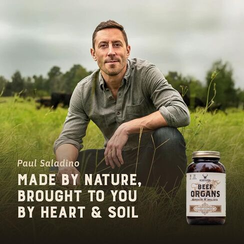 HEART & SOIL Beef Organs Complex — Grass Fed Liver, Heart, Kidney, Pancreas, and Spleen for Complete Nose to Tail Nutrition (180 Capsules) in Saudi Arabia