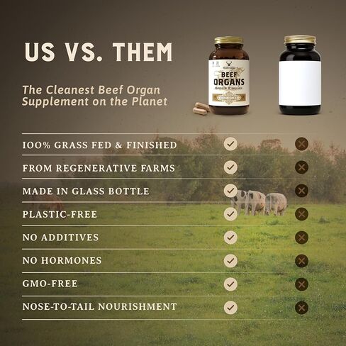 HEART & SOIL Beef Organs Complex — Grass Fed Liver, Heart, Kidney, Pancreas, and Spleen for Complete Nose to Tail Nutrition (180 Capsules) in Saudi Arabia