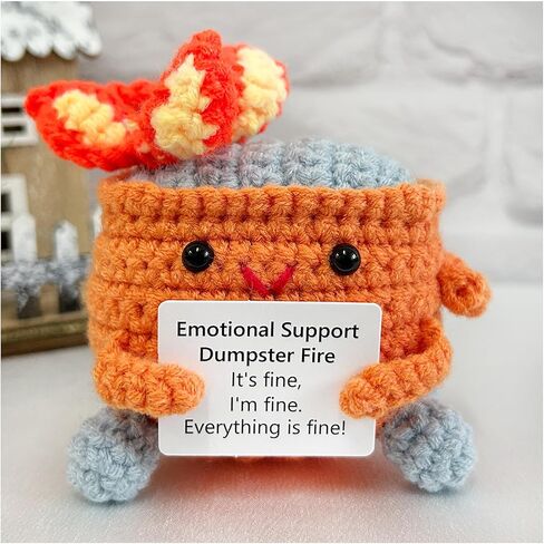 Handmade Crochet Emotional Support Dumpster Fire, Burning Trash Can, Eco Friendly Gift ,Thank you for gifts, Stress Relief Gift, Office Desk Décor, Gift For Friends in Saudi Arabia