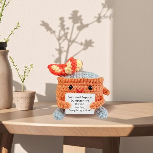 Handmade Crochet Emotional Support Dumpster Fire, Burning Trash Can, Eco Friendly Gift ,Thank you for gifts, Stress Relief Gift, Office Desk Décor, Gift For Friends in Saudi Arabia