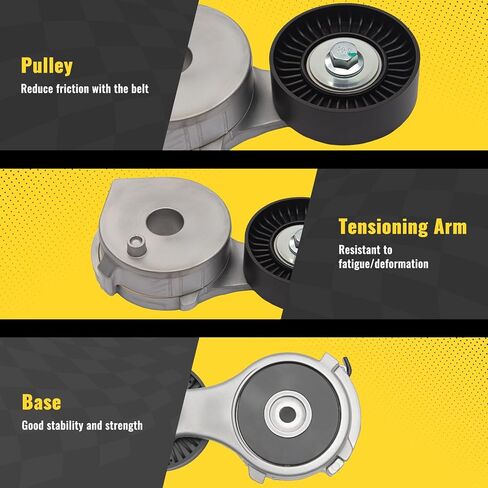 38158 (w/3 Bolt Design) Drive Belt Tensioner Pulley Assembly Fit For Chevy G-MC 99-08 Silverado Sierra 1500, 2003-2008 Escalade Tahoe Yukon Escalade Avalanche Savana 1500 [12554027 12580162] in Saudi Arabia