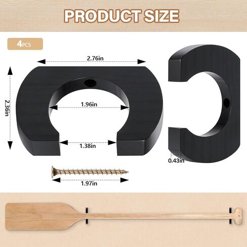 Wooden Paddle Holder Paddle Hangers Paddle Wall Racks Paddle Storage Keeper Hanging Oar Wall Decor Paddle Board Accessories for Kayak Sup Canoe Dragon Boat Paddles in Kuwait