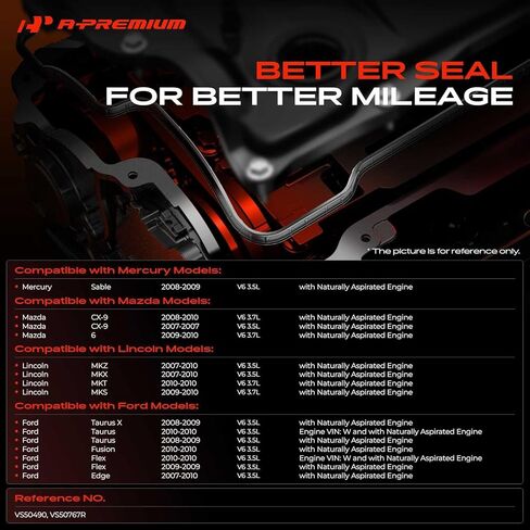 A-Premium Engine Valve Cover Gasket Set Compatible with Ford, Mazda, Lincoln & Mercury Models - Fusion 2010, Edge 2007-2010, Taurus X 2008-2009, Taurus, Flex, 6, CX-9, MKZ, MKX, MKS, MKT, Sable in Saudi Arabia