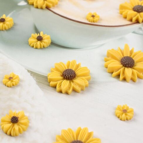 Luckforest Miniature Resin Sunflowers, 60 Pcs 4 Sizes Mini Sunflower Flatback Embellishments for DIY Crafts Accessories Scrapbooking Phone Cases in Saudi Arabia