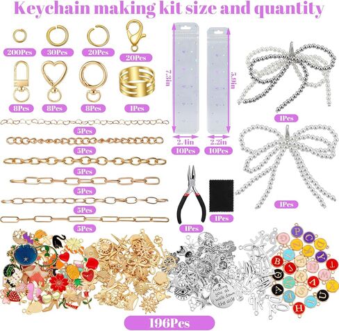 544Pcs Lip Gloss Keychain Making Kit with Charms, Including 24 Keychains Clips 30 Extender Chain 198 Charm Jewelry Plier, Lip Gloss Charms Keychains Kit for Women Keychain Making Supplies DIY Crafts in Saudi Arabia