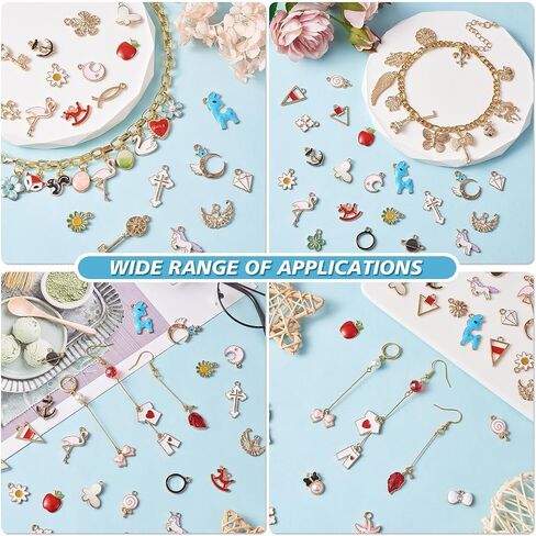 300pcs Assorted Jewelry Making Charms Kit Cute Bracelets Pendants Set Bulk Mixed Shapes Alloy Enamel Charms for DIY Jewelry Bangle Earring Necklace Making Crafting in Saudi Arabia