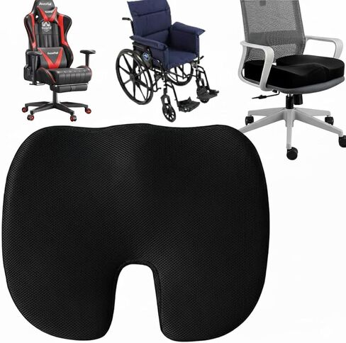 Premium Memory Foam Seat Cushion with Carrying Bag & Cooling Gel for Office Chair, Wheelchair, Travel, Car Seat, Gaming Chair for Coccyx & Tailbone Pain, Back Pain Relief, Sciatica Support in Saudi Arabia