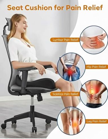Premium Memory Foam Seat Cushion with Carrying Bag & Cooling Gel for Office Chair, Wheelchair, Travel, Car Seat, Gaming Chair for Coccyx & Tailbone Pain, Back Pain Relief, Sciatica Support in Saudi Arabia