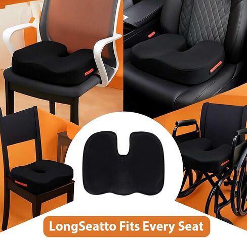 Premium Memory Foam Seat Cushion with Carrying Bag & Cooling Gel for Office Chair, Wheelchair, Travel, Car Seat, Gaming Chair for Coccyx & Tailbone Pain, Back Pain Relief, Sciatica Support in Saudi Arabia