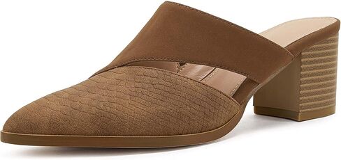 Syktkmx Women's Cutout Backless Mules Slip On Closed Toe Chunky Stacked Heeled Sandals in Saudi Arabia