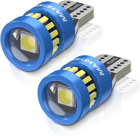 MAXGTRS 194 مصباح LED أزرق ثلجي 168 2825 W5W T10 Wedge 18-SMD 3014 شرائح LED مصابيح بديلة مع عدسة مكثف لباب السيارة وخريطة قبة أضواء لوحة الترخيص، حزمة من 2 in Kuwait