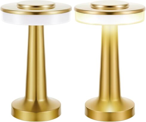 Riakrum 4 Pcs LED Portable Cordless Table Lamp with Touch Sensor 3 Color Stepless Dimming Rechargeable Battery up to 15 Hours Cordless Table Light Wireless Lamp for Nursery (Gold) in Saudi Arabia