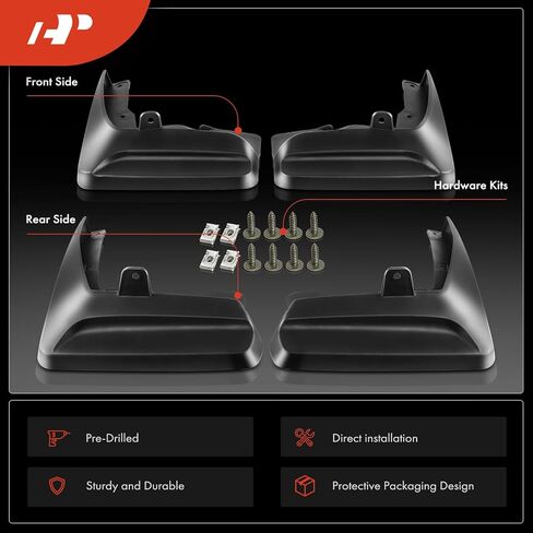 A-Premium Set of 4PCS Mud Flaps Splash Guards Mudguards Mudflaps with Hardware Kits Accessory Compatible with Lexus ES350, 2007-2012, Sedan, Black Color, Front and Rear (Driver & Passenger Sides) in Saudi Arabia