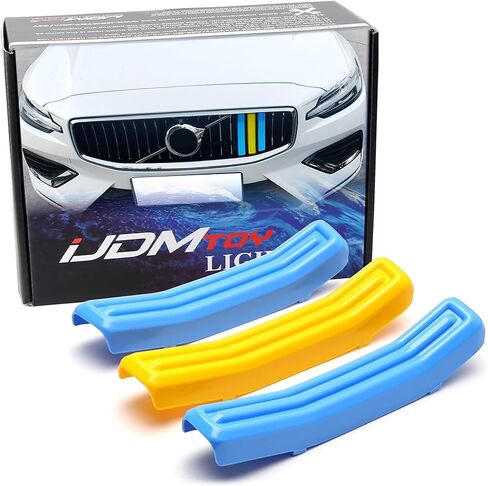 iJDMTOY Exact Fit Sweden Flag Color Grille Decoration Insert Trims Compatible With Volvo 2019-up S60 Vertical Front Grill (Color: Blue/Yellow/Blue) in Saudi Arabia