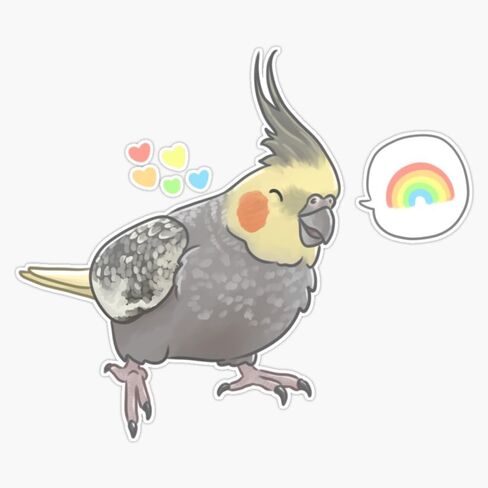 Happy Rainbow Cockatiel Sticker Vinyl Waterproof Sticker Decal Car Laptop Wall Window Bumper Sticker 5" in Saudi Arabia