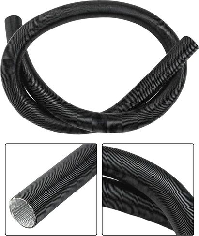 25 Mm Aluminium Foil Air Intake Pipe For Heating Ducts, Flame Retardant And Shockproof Ventilation Hose For Webasto Diesel Heaters, Extendable Length For Car, Van Or Indoor Hot (100cm) in Kuwait