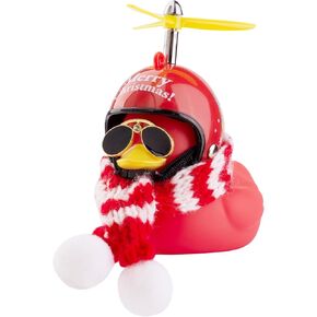Rubber Duck Car Ornaments Yellow Duck Car Dashboard Decorations for Christmas Decor with Mini Helmet Scarf and Sunglasses(Yellow-Elk-White&Red Scarf) in Kuwait
