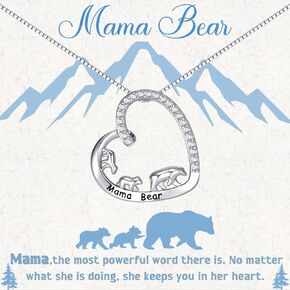 MUATOGIML Mothers Day Gift 925 Sterling Silver Mom Necklace Love Heart Pendant Mama Bear Panda Elephant Sloth Animal Necklaces Mother Son Daughter Jewelry Gifts for Women Mum Family in Kuwait