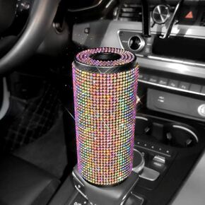 Metal Cylinder Car Tissue Box,Bling Car Tissue Holder,Rhinestone Crystal Shiny Glitter Bling Storage Box (Black) in Saudi Arabia
