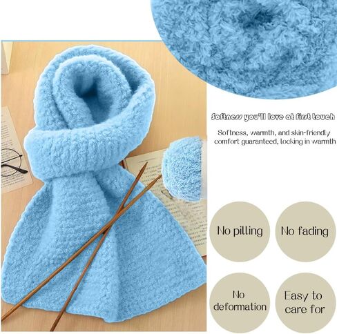 Vibrant Colors Skin Friendly Chenille Yarn - for Making Warm Scarves, Hats and Home Decor Items,Knitting and Crochet,Blue in Saudi Arabia
