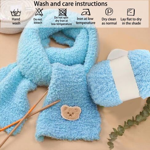 Vibrant Colors Skin Friendly Chenille Yarn - for Making Warm Scarves, Hats and Home Decor Items,Knitting and Crochet,Blue in Saudi Arabia